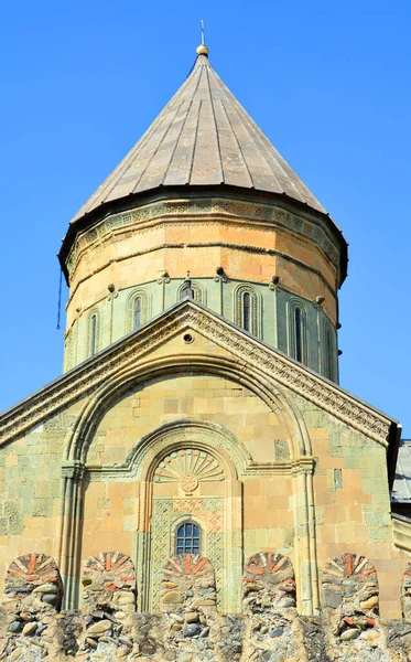 Außenansicht Der Alten Hauptstadt Georgiens Mcxeta Sveticxoveli Burg Kathedrale Eines — Stockfoto