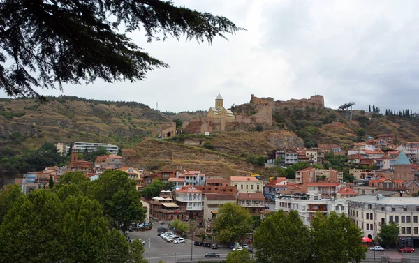 Georgia Tbilisi 2015 Vista Sobre Old Tbilisi Dzveli Tbilisi Fortaleza — Fotografia de Stock