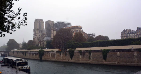 Kilátás Katedrális Notre Dame Paris Naplementekor Leghíresebb Gótikus Római Katolikus — Stock Fotó