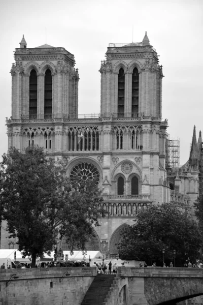 Cathédrale Notre Dame Paris Point Repère Populaire Paris Photo Noir — Photo