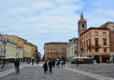 RIMINI, İtalya - CIRCA MARCH 2017: Eski şehir merkezi manzarası