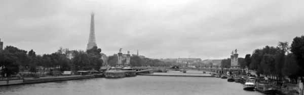 París Desde Río Sena Blanco Negro Sena París — Foto de Stock