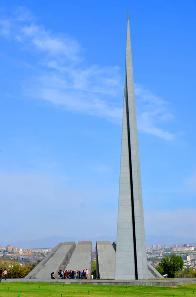 Yerevan Armenia Spire Tsitsernakaberd Armenian Genocide Memorial Complex Armenia Official — Fotografia de Stock