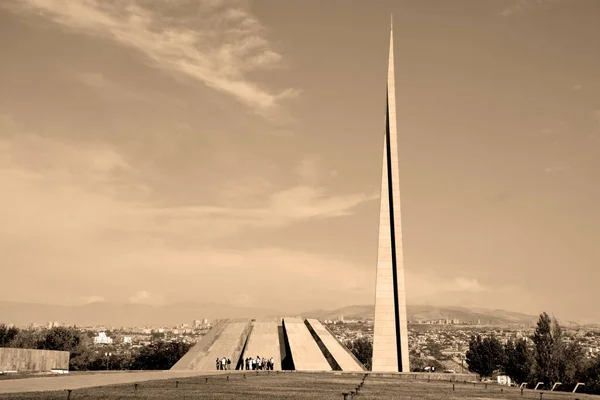 Yerevan Armenia Spire Tsitsernakaberd Armenian Genocide Memorial Complex Armenia Official — Fotografia de Stock