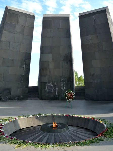 Jerevan Armenia Tsitsernakaberd Örmény Népirtás Emlékmű Komplexum Örményország Hivatalos Megemlékezése — Stock Fotó