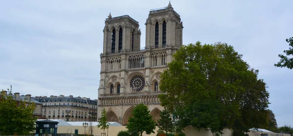 Kilátás Katedrális Notre Dame Paris Naplementekor Leghíresebb Gótikus Római Katolikus — Stock Fotó