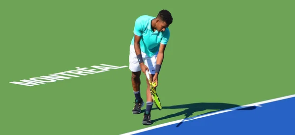 Mann Spielt Tennis Auf Dem Platz — Stockfoto