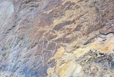 Real petroglyphs in the Gobustan National Park, Azerbaijan  