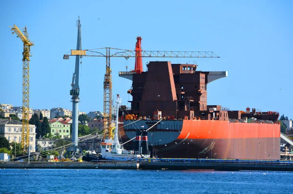 Terminal Contenedores Barco Puerto Riga Latvia — Foto de Stock