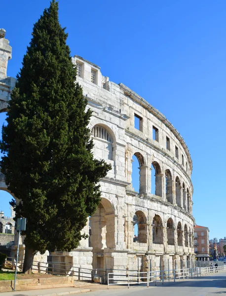 Pula Croatia 2019 Pula Arena Είναι Περίφημο Ρωμαϊκό Αμφιθέατρο Στην — Φωτογραφία Αρχείου