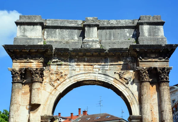 Romeinse Stenen Boog Van Sergius Stad Pula Kroatië — Stockfoto