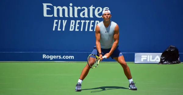 Montreal Srpen Raphael Nadal Školení Soudu Montreal Rogers Cupu Srpna — Stock fotografie