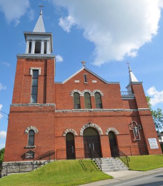 Saint-Camille-de-Lellis Quebec Kanada 22 Ağustos 2014: Saint-Camille-de-Lellis Kilisesi, Kanada 'nın Quebec şehrinde bulunan Les Etchemins Bölgesel Belediyesi' nde bir cemaattir.