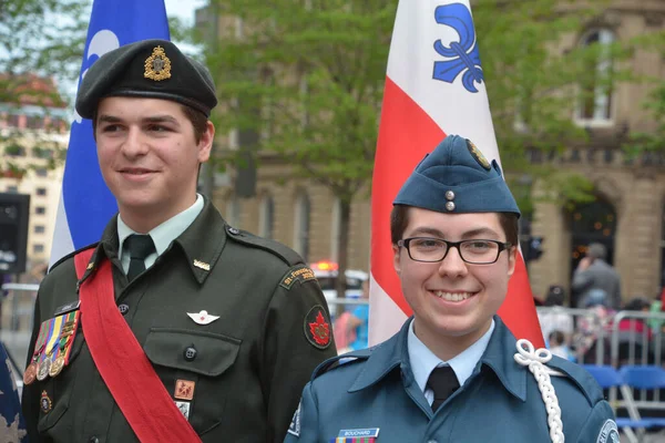 Montreal Canada Soldati Canadesi Partecipano 375 Anniversario Della Fondazione Montreal — Foto Stock