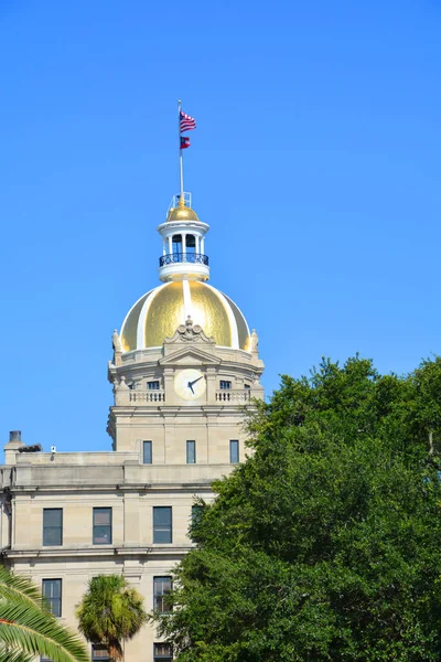 Savannah Sul Carolina Junho 2016 Prefeitura Com Cúpula Dourada Câmara — Fotografia de Stock