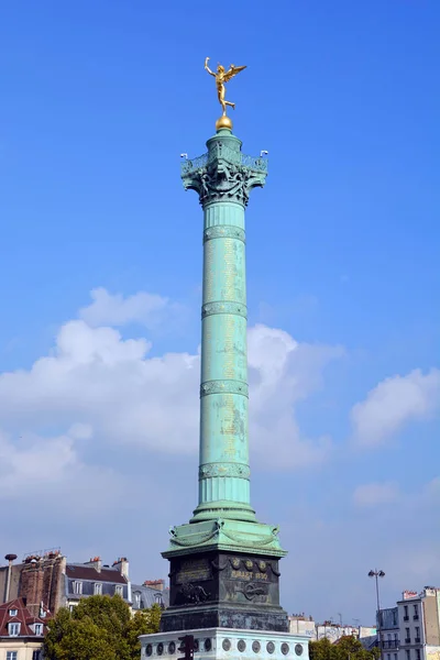 Coluna Julho 1840 Praça Bastilha Com Estátua Dourada Genie Liberte — Fotografia de Stock