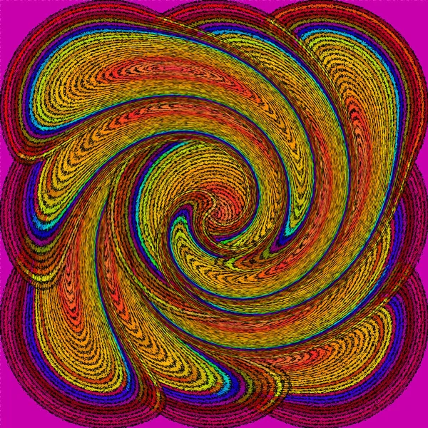 Fioletowy Pomarańczowy Bezszwowy Psychodeliczny Spiralny Wzór Fraktalny Tło — Zdjęcie stockowe