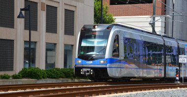 CHARLOTTE NC USA 06 24 2016:  LYNX Blue Line of The Charlotte Area Transit System, commonly referred to as CATS, is the public transit system. It operates bus and rail of Charlotte metropolitan area. 