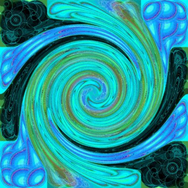 Turkuaz saykodelik spiral fraktal model arkaplan