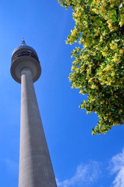Münih, Almanya - 12 Haziran: Münih, Almanya, Olympiapark stadyumda kule 1972 Yaz Olimpiyatları için Haziran 12 2010, Münih Almanya inşa edilmiş bir Olimpiyat Parkı olduğunu