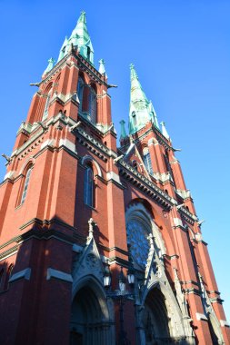 HELSINKI FINLAND 26 SEPTEMBER 2105: St. John 's Church (Johanneksenkirkko) Punavuori' de bulunmaktadır. Neogotik tarzın temsilcisi olarak Finlandiya 'nın en büyük taş kilisesidir..