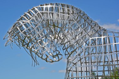 BROMONT QUEBEC CANADA MAY 28 2016: By Mathieu Isabelle new statue in Bromont. The home of the Parc equestre Olympique de Bromont, equestrian olympic park.