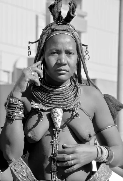 Swakopmund Namibia Oktober 2014 Oidentifierad Kvinna Från Himba Stam Himba — Stockfoto