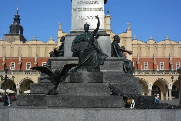Krakow Poland Adam Mickiewicz Monument Krakow One Best Known Bronze — Stock Photo, Image