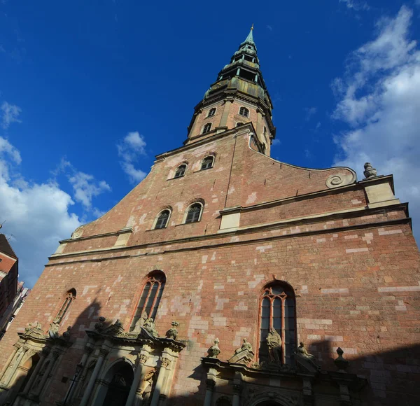 Рига Латвия 2015 Церковь Святого Петра Лютеранская Церковь Риге Столице — стоковое фото