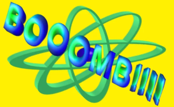 Ilustrasi Kartun Hijau Kuning Boom Dalam Atom Buku Komik — Stok Foto