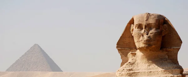 Egitto Cairo Grande Sfinge Giza Statua Una Sfinge Reclinabile Una — Foto Stock