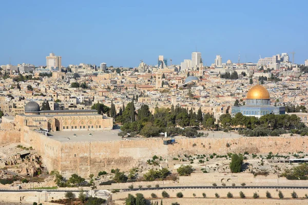 Jerusalem Israel Panoramiczny Widok Meczet Aqsa Jerozolimę Stare Miasto Wzgórze — Zdjęcie stockowe