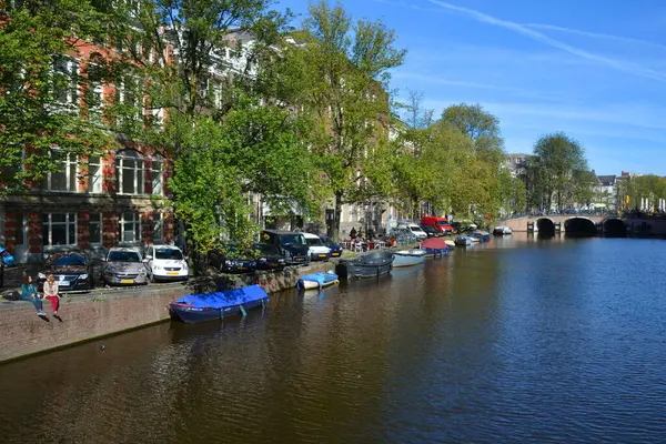 Amsterdam Nizozemsko Říjen 2015 Kanál Amsterdamu Byl Nazýván Benátkami Severu — Stock fotografie