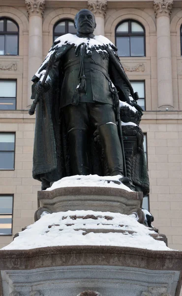 Montreal Canada 2019 Detalhes Monumento Edward Vii Uma Estátua Rei — Fotografia de Stock