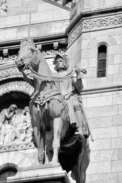 París Octubre Estatua Ecuestre Santa Juana Arco Basílica Sacre Coeur — Foto de Stock