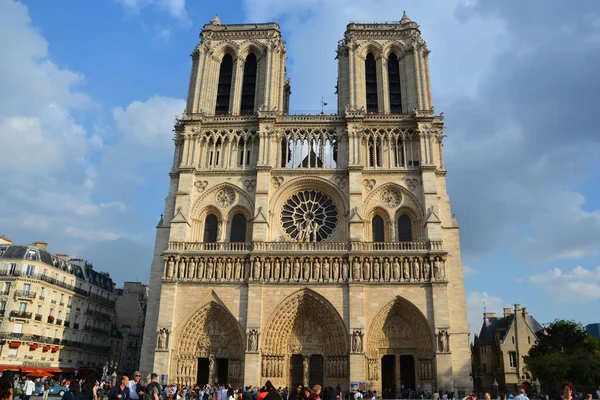 Paris France 1Er Juillet 2010 Touristes Devant Notre Dame Paris — Photo