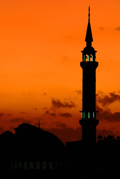 Silhouette Una Moschea Amman Jordan — Foto Stock