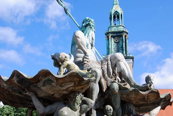 Berli Germany Neptune Fountain Berlin 1891 Reinhold Begas Tarafından Tasarlandı — Stok fotoğraf