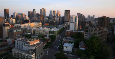 MONTREAL CANADA JUNE 22: Bird eye view of downtown Montreal on June 22 2012. Downtown Montreal is the central business district of Montreal, Quebec, Canada.