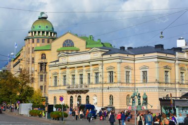 HELSINKI FINLAND 27 Eylül 2015: Helsinki Finlandiya 'da mimarlık. Helsinki 2012 Dünya Tasarım Başkenti seçildi.