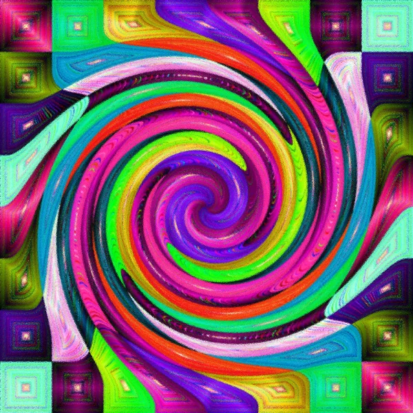 Kolorowy Psychodeliczny Spiralny Wzór Fraktalny Tło — Zdjęcie stockowe
