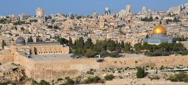 이스라엘 예루살렘 감람산 예루살렘 시가지와 아크사 사원으로 보이는 이스라엘 — 스톡 사진
