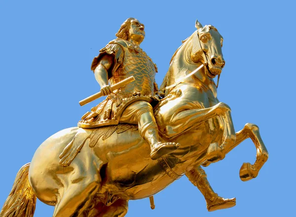 Goldener Reiter Golden Rider Una Estatua Ecuestre Dorada Agustus Strong —  Fotos de Stock