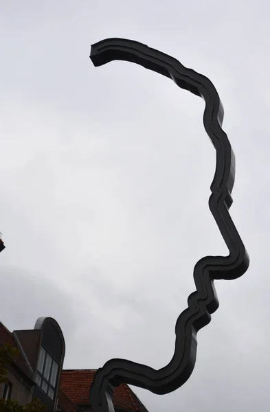 Berlin Germania Silhouette Laterale Forma Statua Uomo Check Point Charlie — Foto Stock