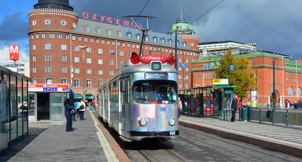 Helsinki Finland September 2015 Трамваї Гельсінкі Основним Засобом Транспорту Центрі — стокове фото
