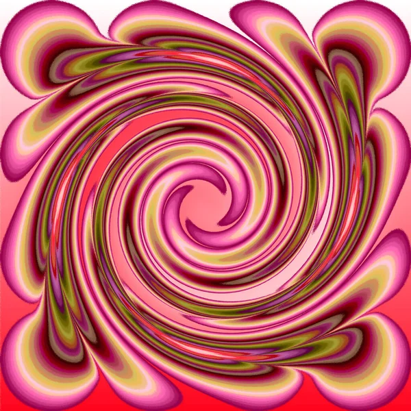 Rojo Rosa Marrón Psicodélico Espiral Fractal Patrón Fondo — Foto de Stock