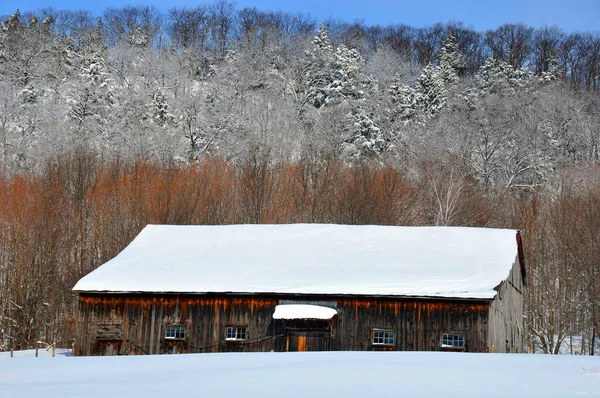 Bromont Quebec Canada 2011 Winterlandschaft Alter Bauernhof Auf Dem Land — Stockfoto
