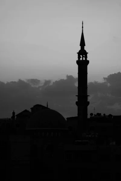 Silhouette Una Mezquita Ammán Jordania —  Fotos de Stock