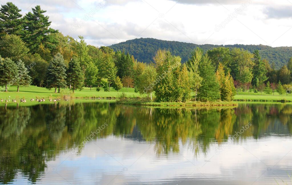 Autumn on Lake Marcia at High Point State Park in New Jersey