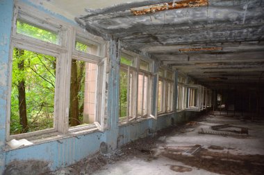 PRİPYAT CHERNOBYL UKRAINE 09 03: 17: Hayalet Şehir Pripyat 'taki Okul Çernobil kazasının Yasak Bölgesi tarihteki en feci nükleer santral kazasının enerjisine hakim,
